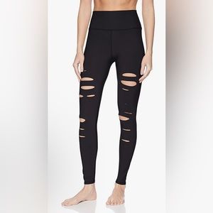 Black, HIGH-WAIST RIPPED WARRIOR LEGGING